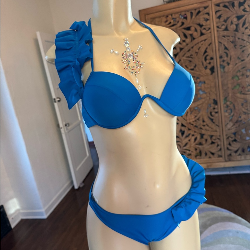 NWOT Bahia Maria Inspired Cobalt Blue Halter underwire Bikini set - Picture 2 of 11